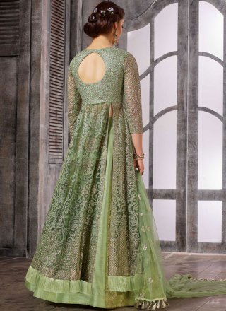Pleasing Green Embroidered Anarklai Suit