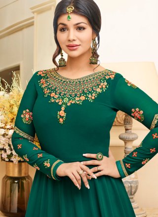 Marvellous Green Colored Anarkali Suit
