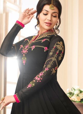 Incredible Black Colored Anarkali Suit