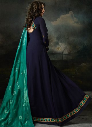 Glam Blue Color Embroidered Anarkali Suit