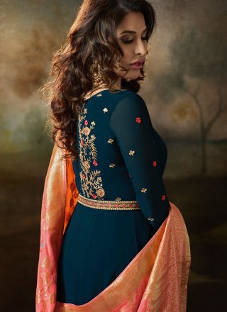 Amazing Blue Color Embroidered Anarkali Suit