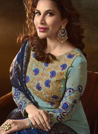 Gorgeous Blue Color Embroidered Anarkali Suit