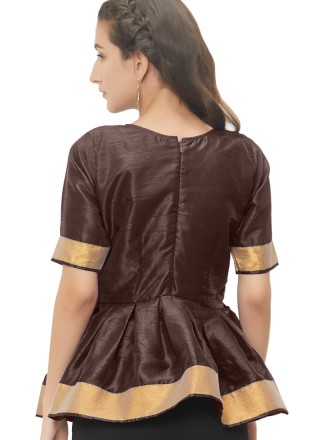 Pleasing Brown Color Readymade Blouse