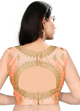 Favoured Peach Color Designer Blouse With Embroidery Work