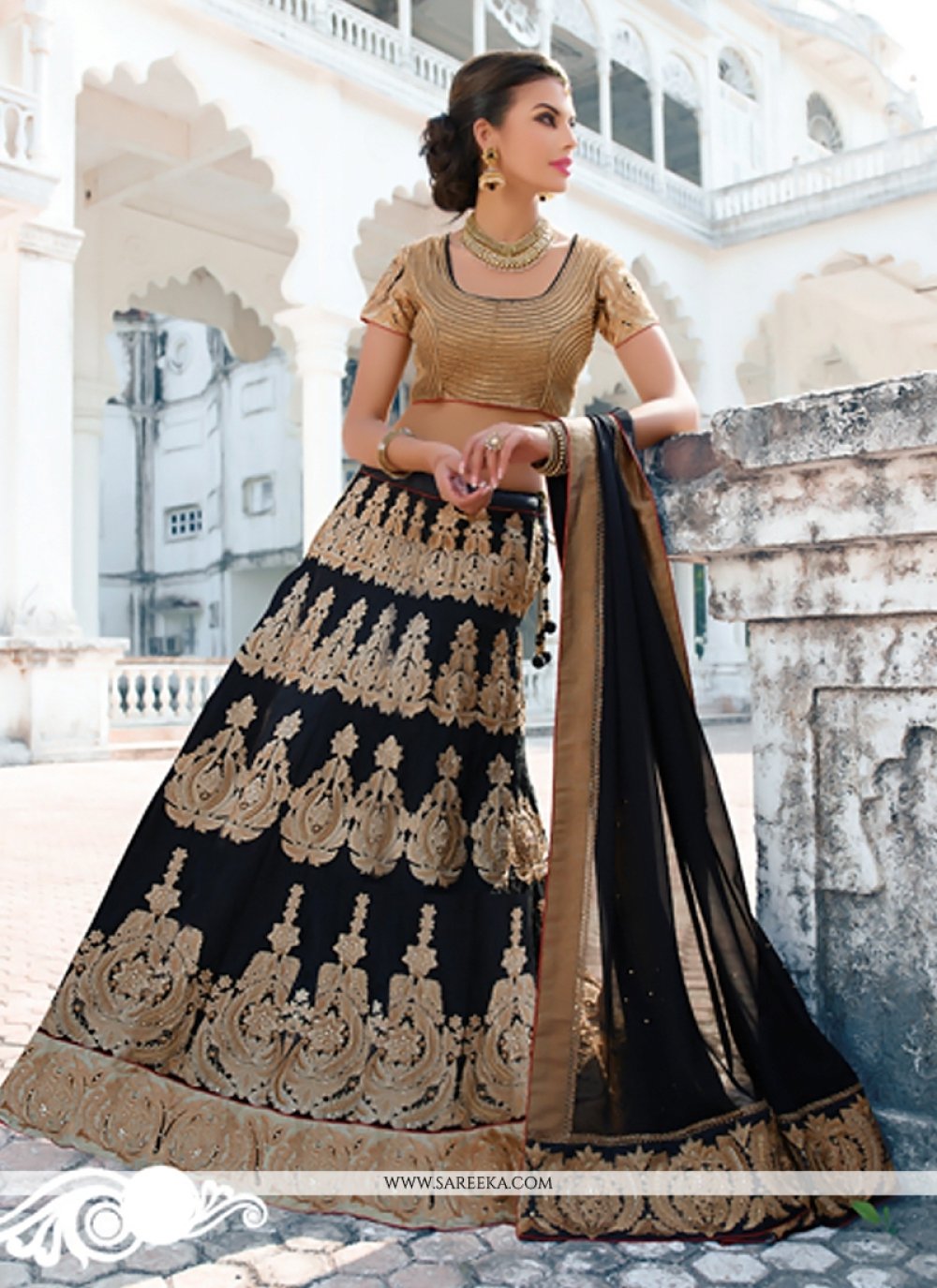 Black Bhagalpuri Silk Designer Lehenga Choli