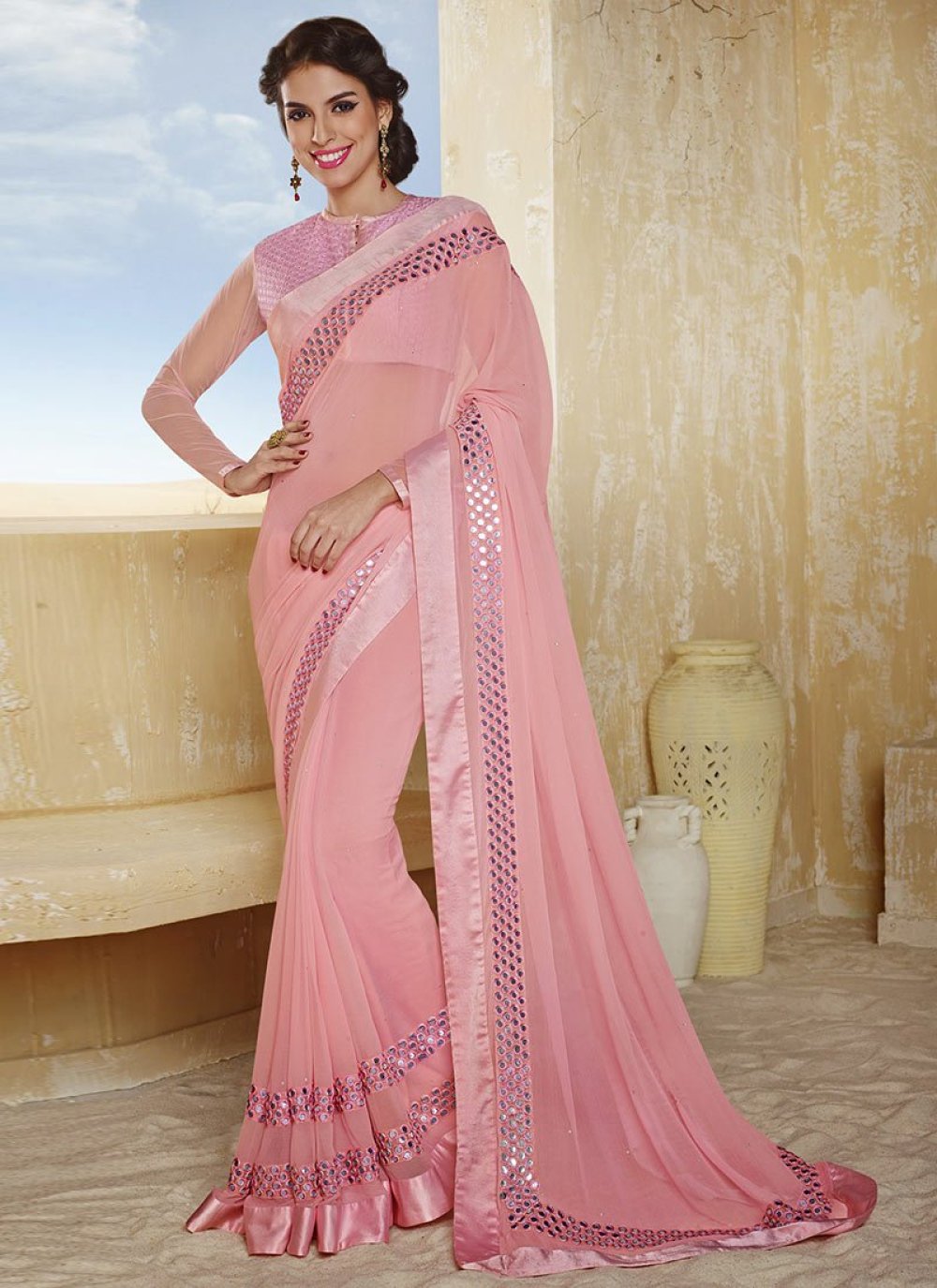 Fancy Pink Sarees for Parties of all Types