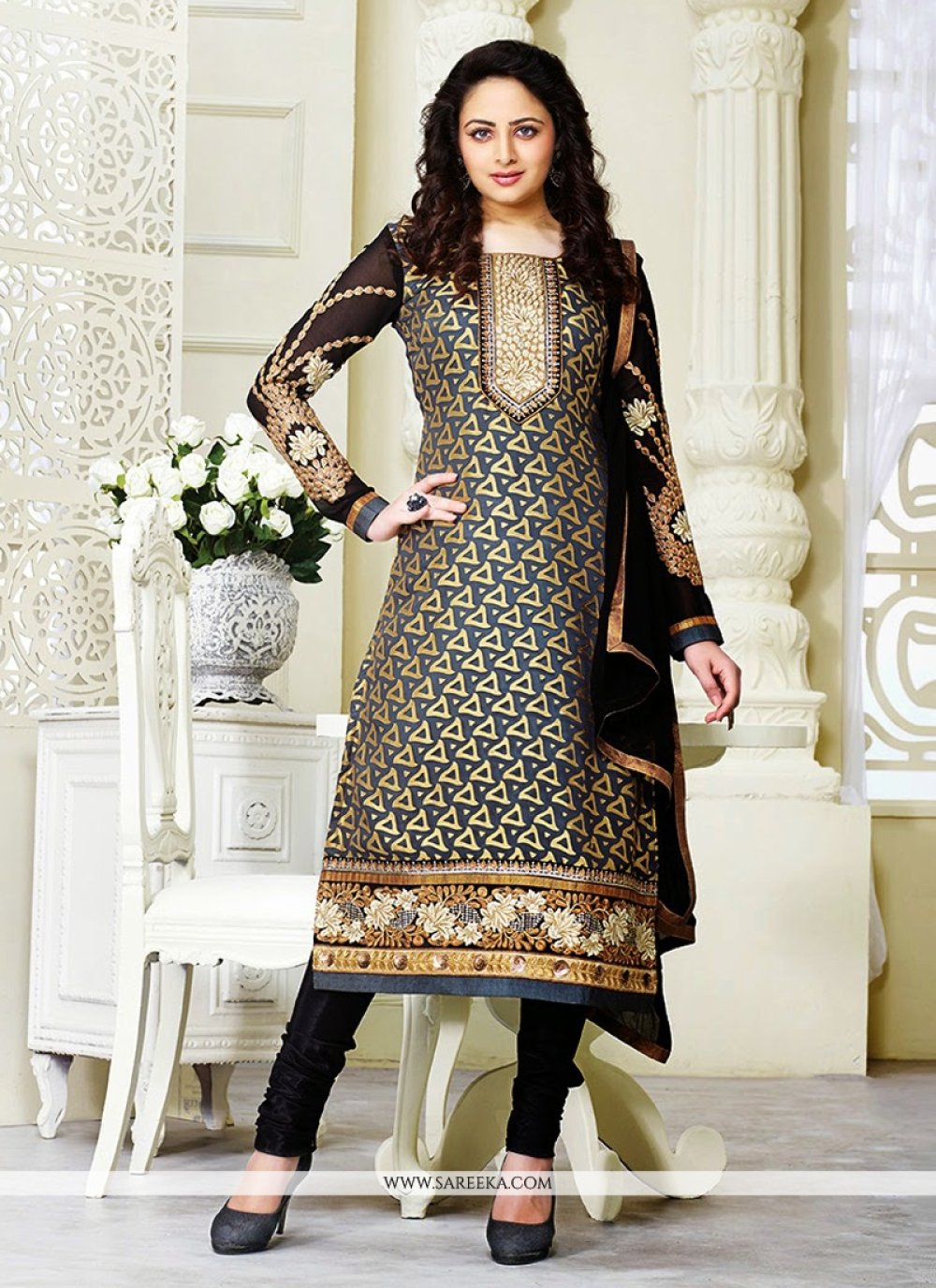 Women's Morpich Georgette Embroidered work Designer Salwar Suits Online  Shopping USA - Salwar