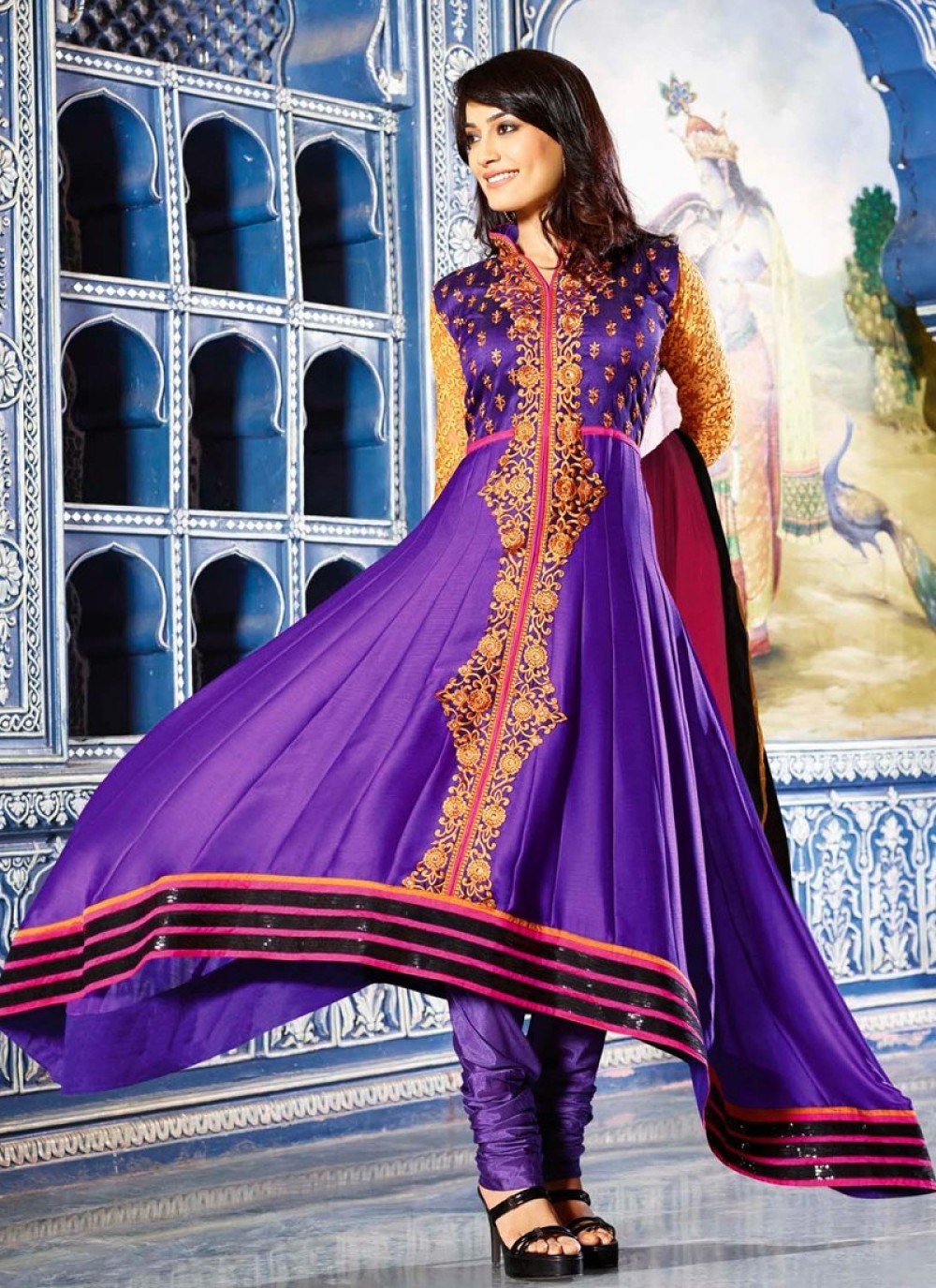 Purple Zari Work Anarkali Salwar Suit