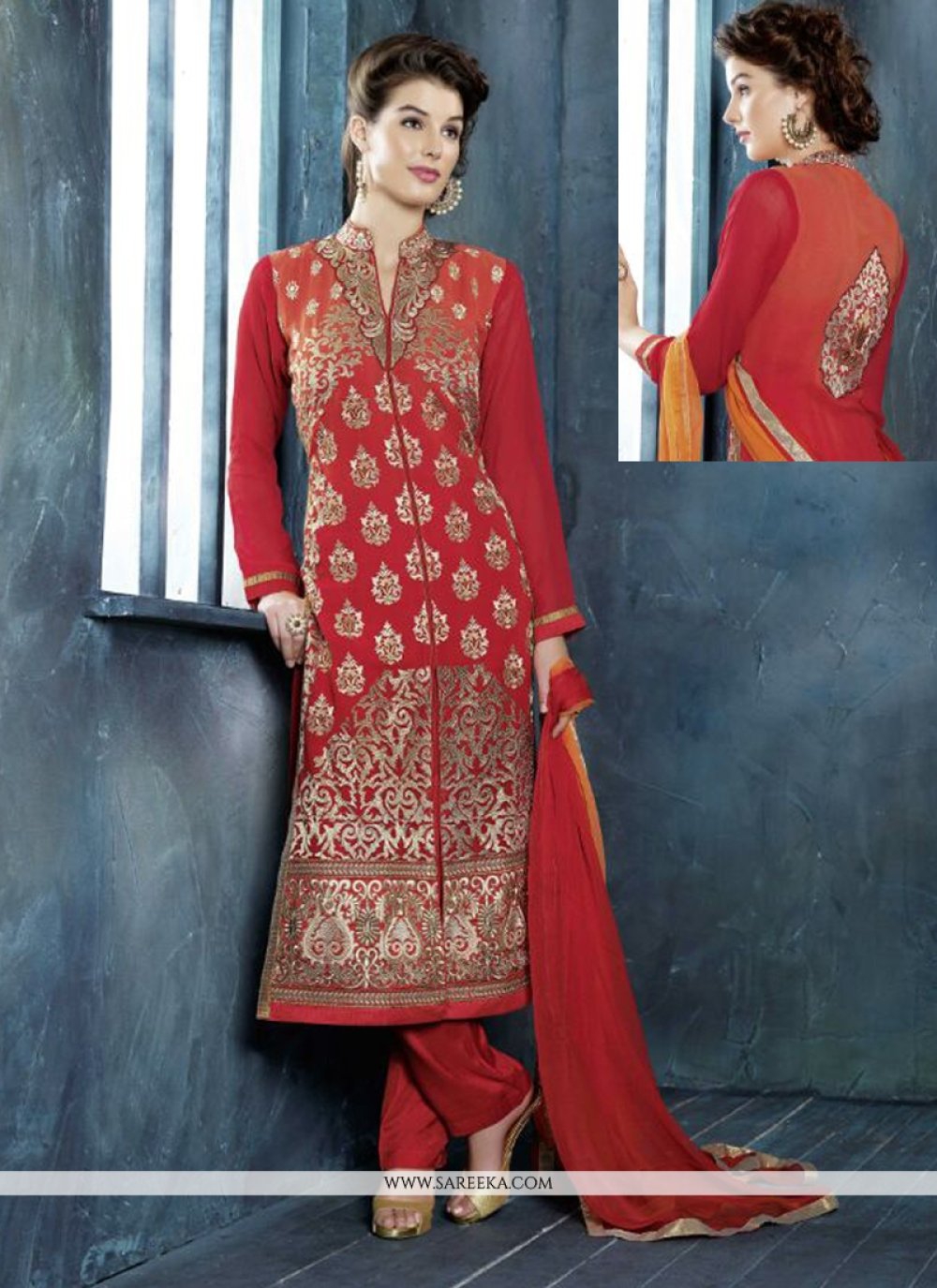 Red Georgette Salwar Suit