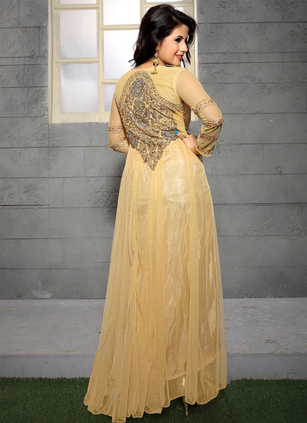 Embroidered work designer gown