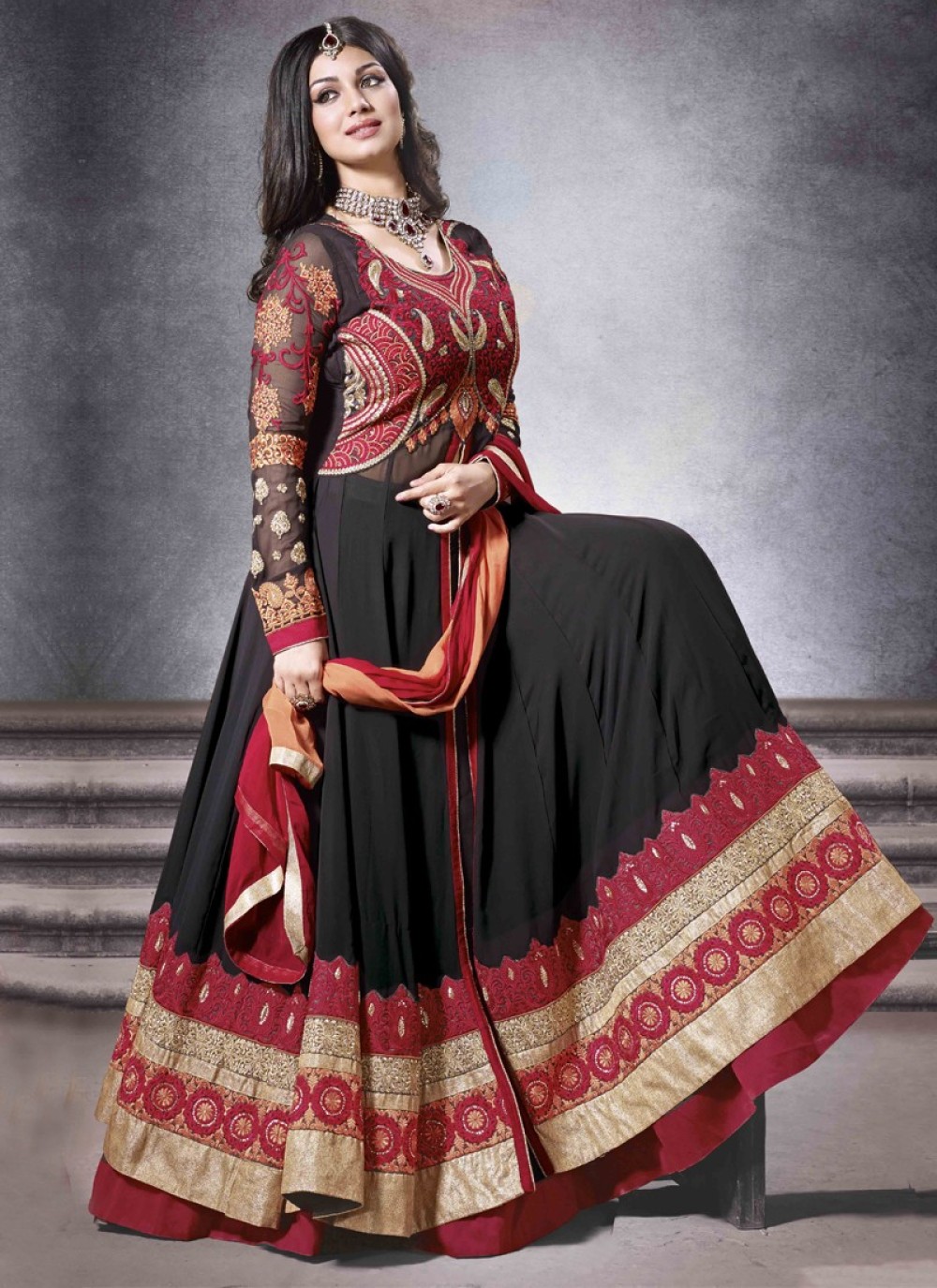 Ayesha Takia Black Resham Work Anarkali Salwar Suit