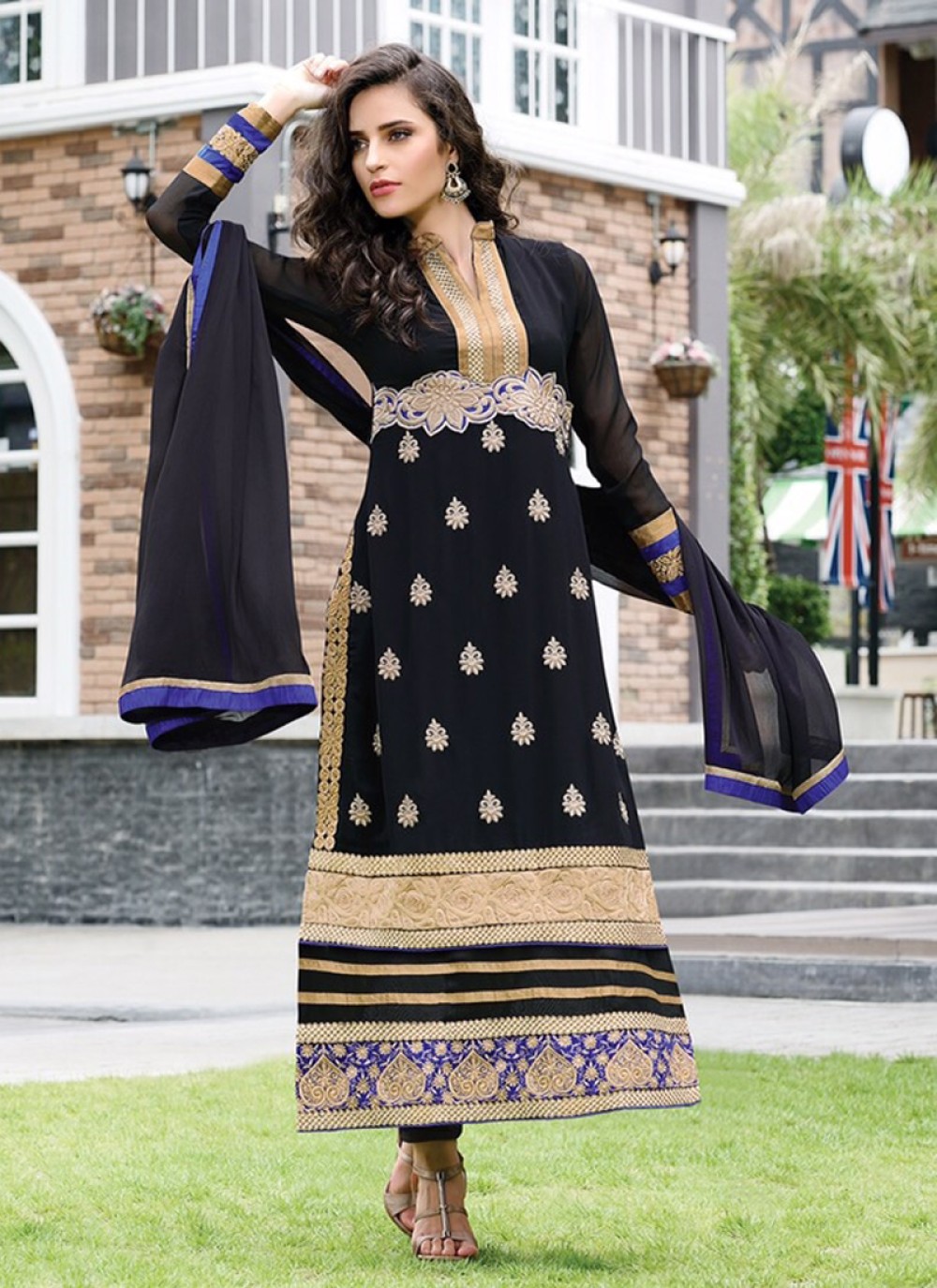 Black Embroidery Churidar Salwar Suit