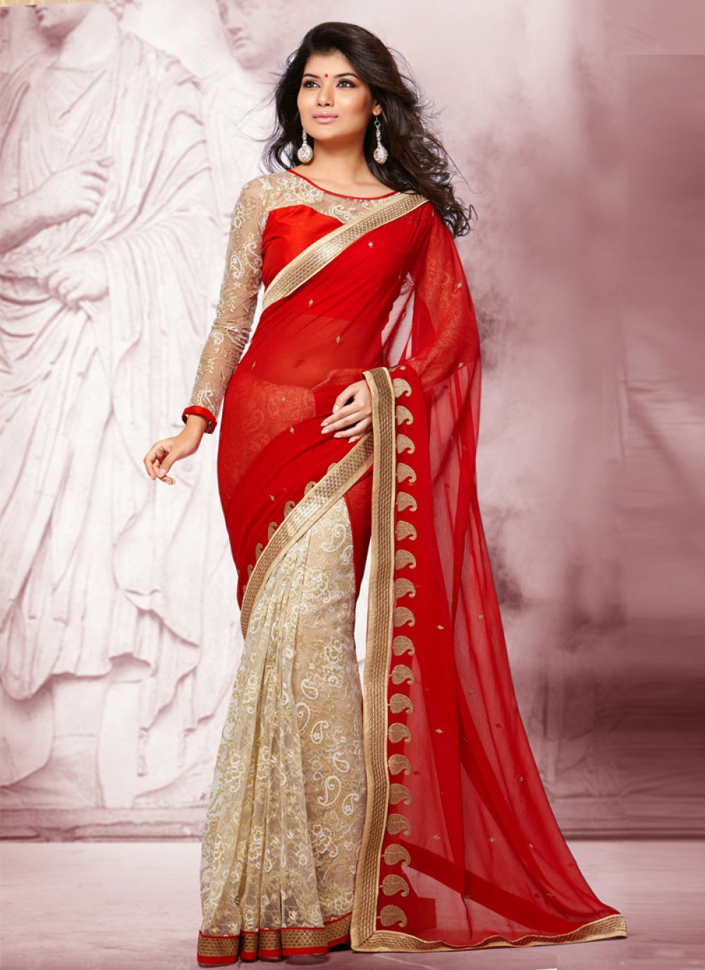 Buy Hastakala Raw Silk Fabric Woven Cream Red Saree having Rich Pallu with  Zari Border and Blouse at Amazon.in