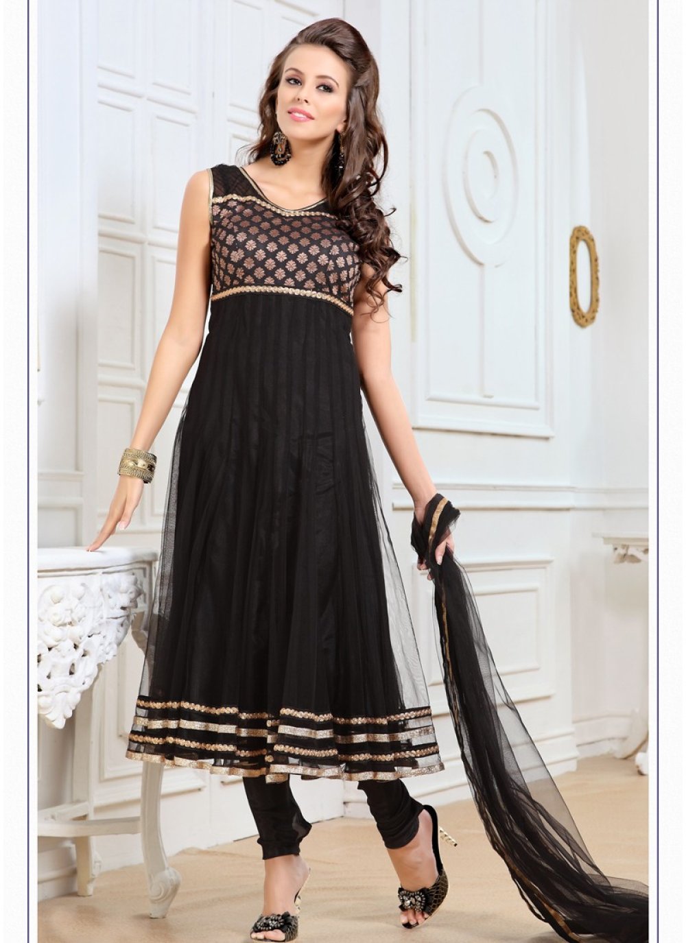 black net anarkali suit