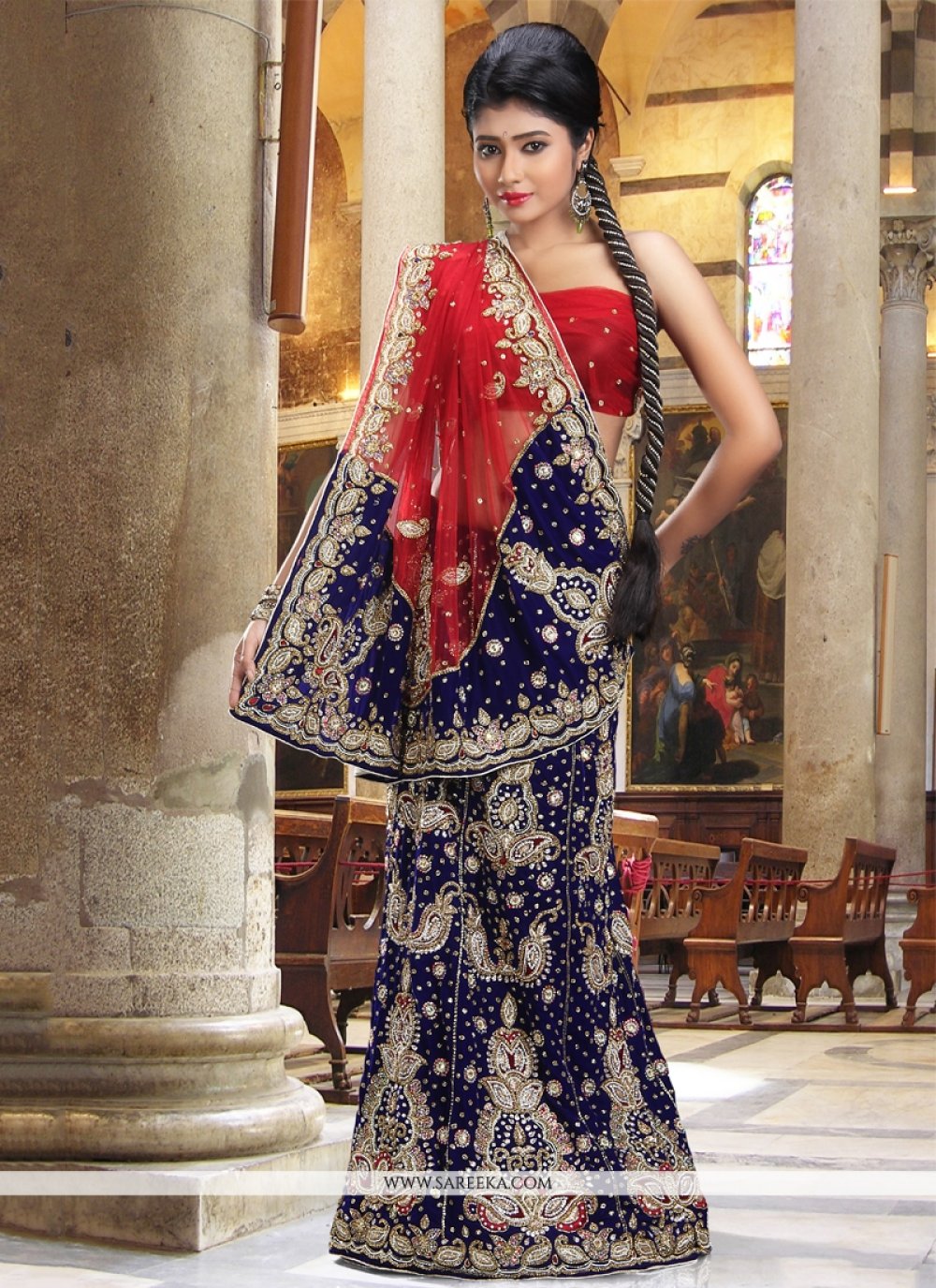 Bridal Velvet Red Lehenga at Rs 2720 in Surat | ID: 19565563230