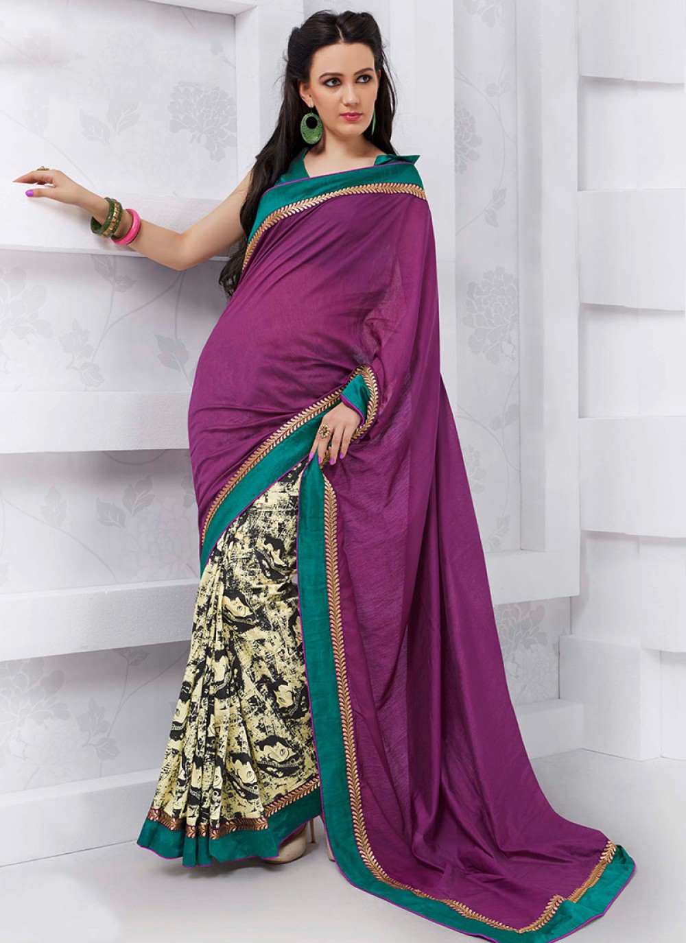 Indian Gorgeous Satin Half and Half Saree - Etsy