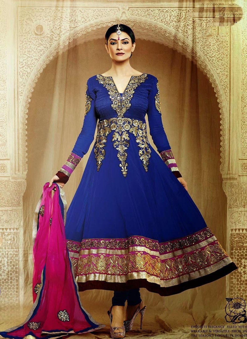 Bandhani Printed Anarkali Set in Blue Color - Dress me Royal