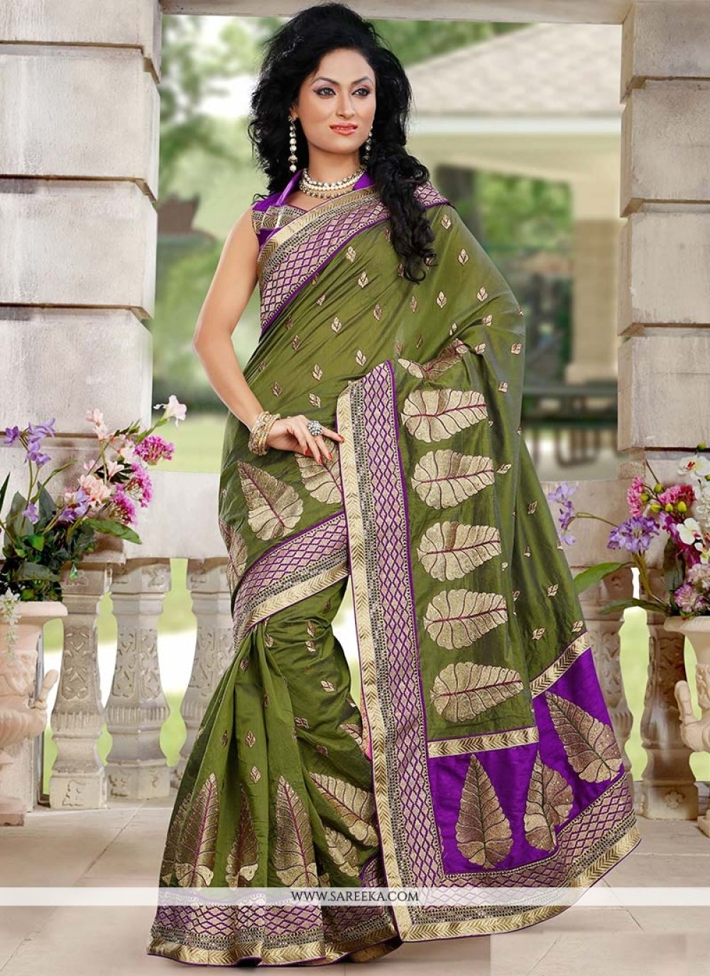 Green Chanderi Silk Designer Saree
