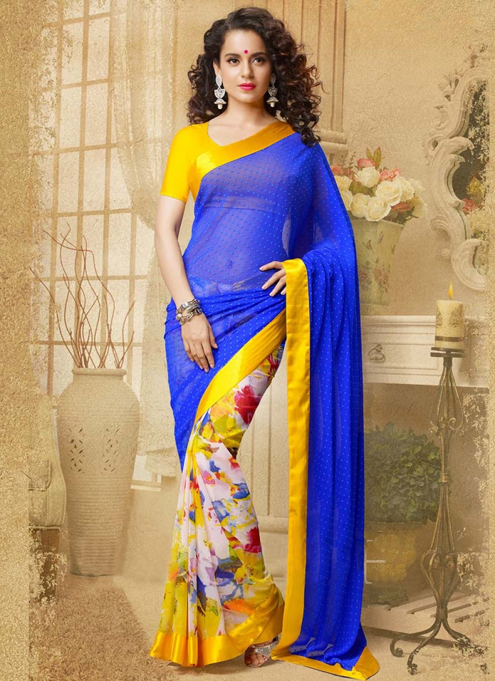 Buy KD S BEAUTIFUL BOLLYWOOD KANGANA RANAUT S SAREE at Rs. 550 online from  Surati Fabric designer sarees : SF-KD-125