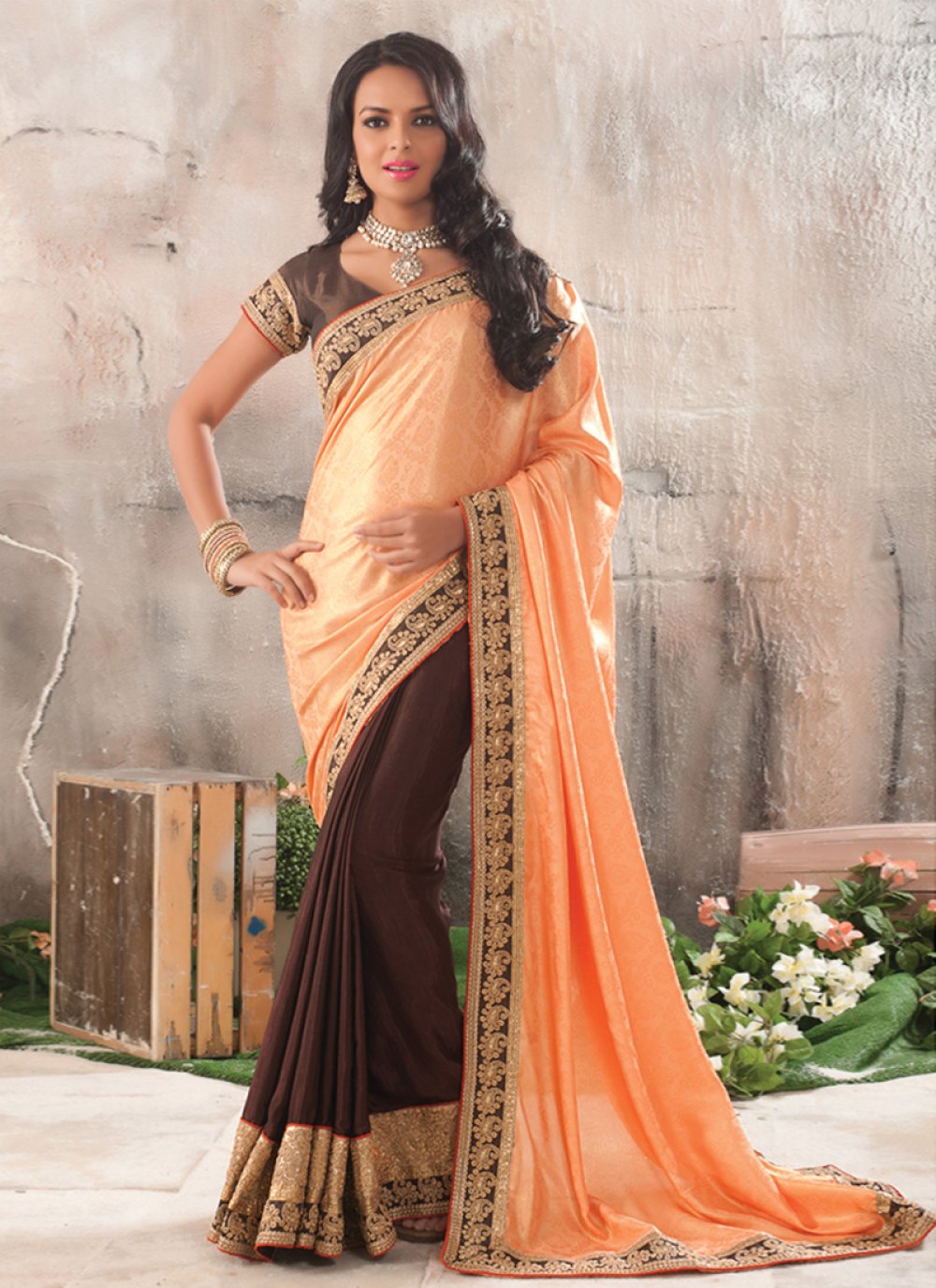crepe party wear saree