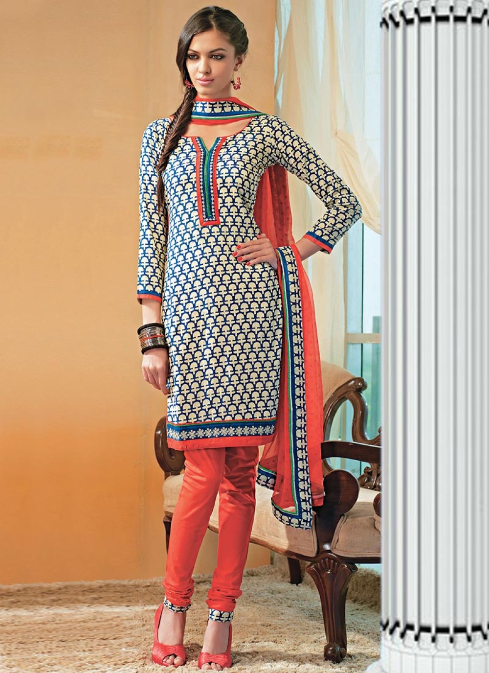 blue long churidar
