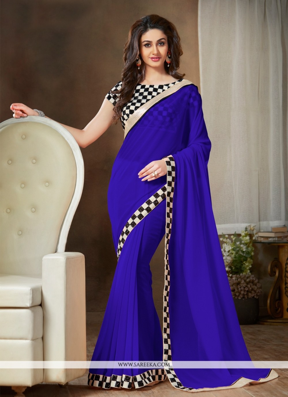 Georgette Lace Work Casual Saree