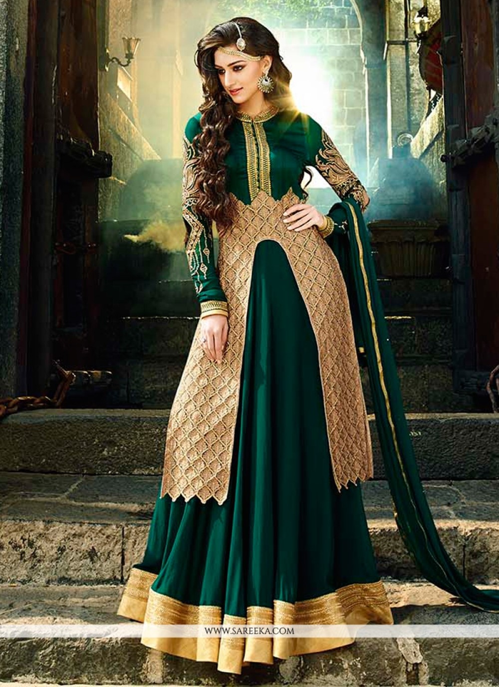 Green Georgette Anarkali Suit