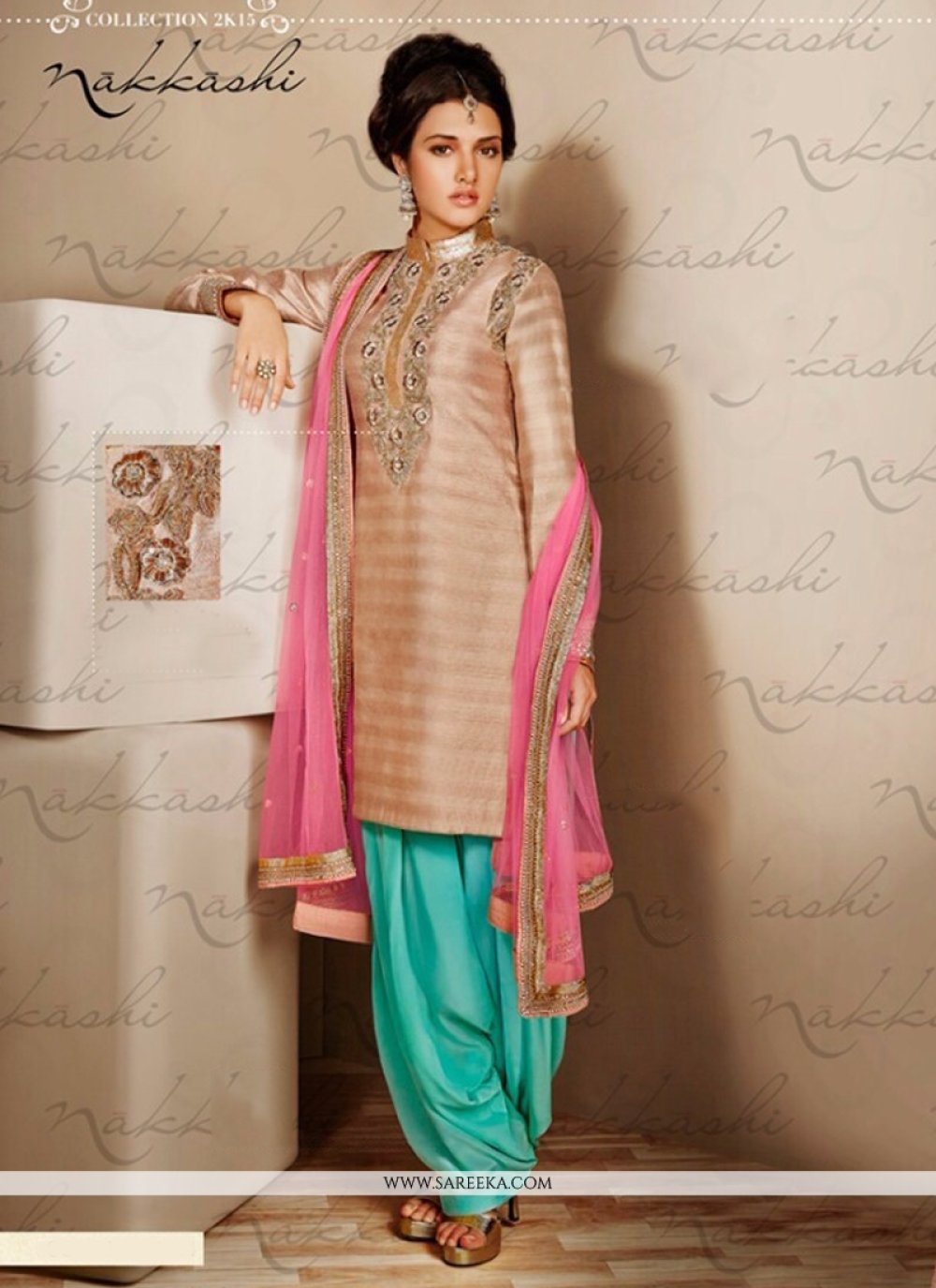 Bhagalpuri Silk Cotton Suit Set With Ghichha Jaal Kameez & Kota Dupatt