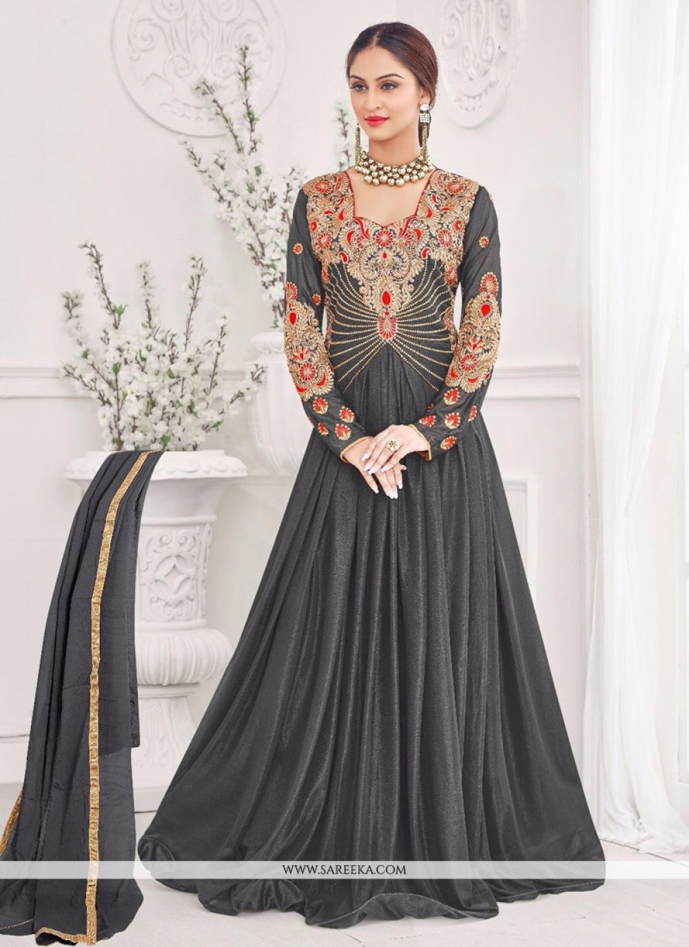 lycra material long gown styles