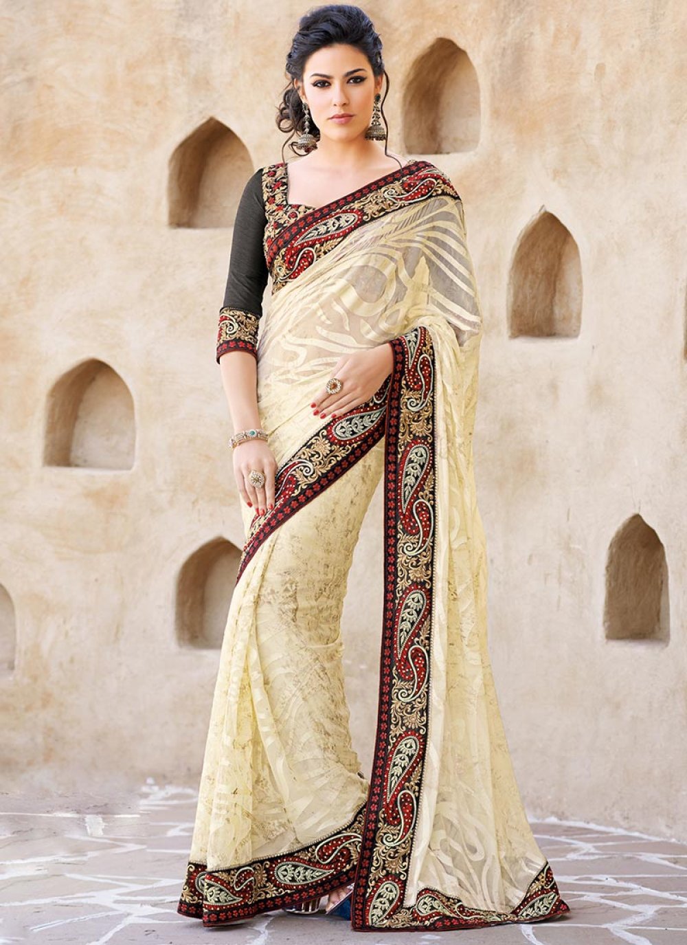 JHALA Casual Wear Tissue Brasso Polka Dots Printed Saree, 6.3 m (with blouse  piece) at Rs 550/piece in Surat