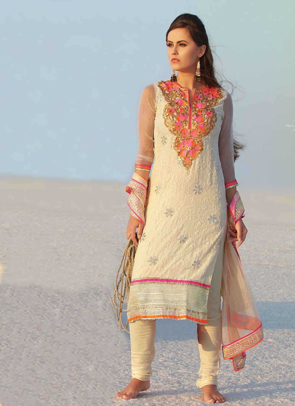 chiffon churidar designs