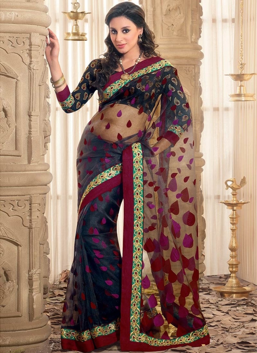 Faizan Sarees Grey Banarasi Tissue Saree, 6.3 m (with blouse piece) at Rs  1450 in Bengaluru