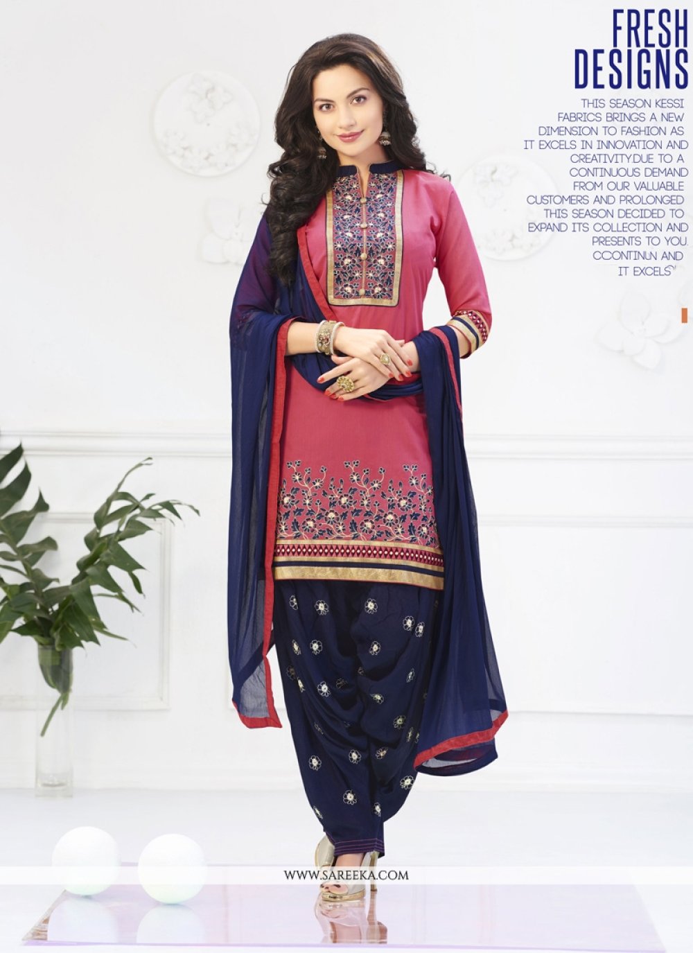 navy blue and pink salwar suit