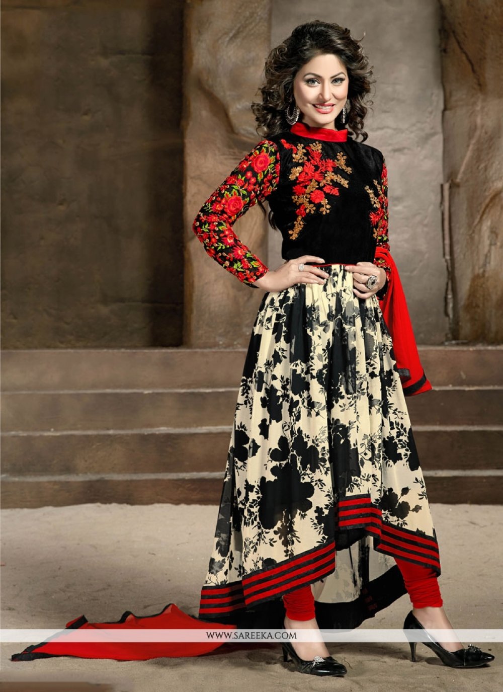 Buy Wonderful Black Thread Embroidered Georgette Salwar Suit At Zeel  Clothing