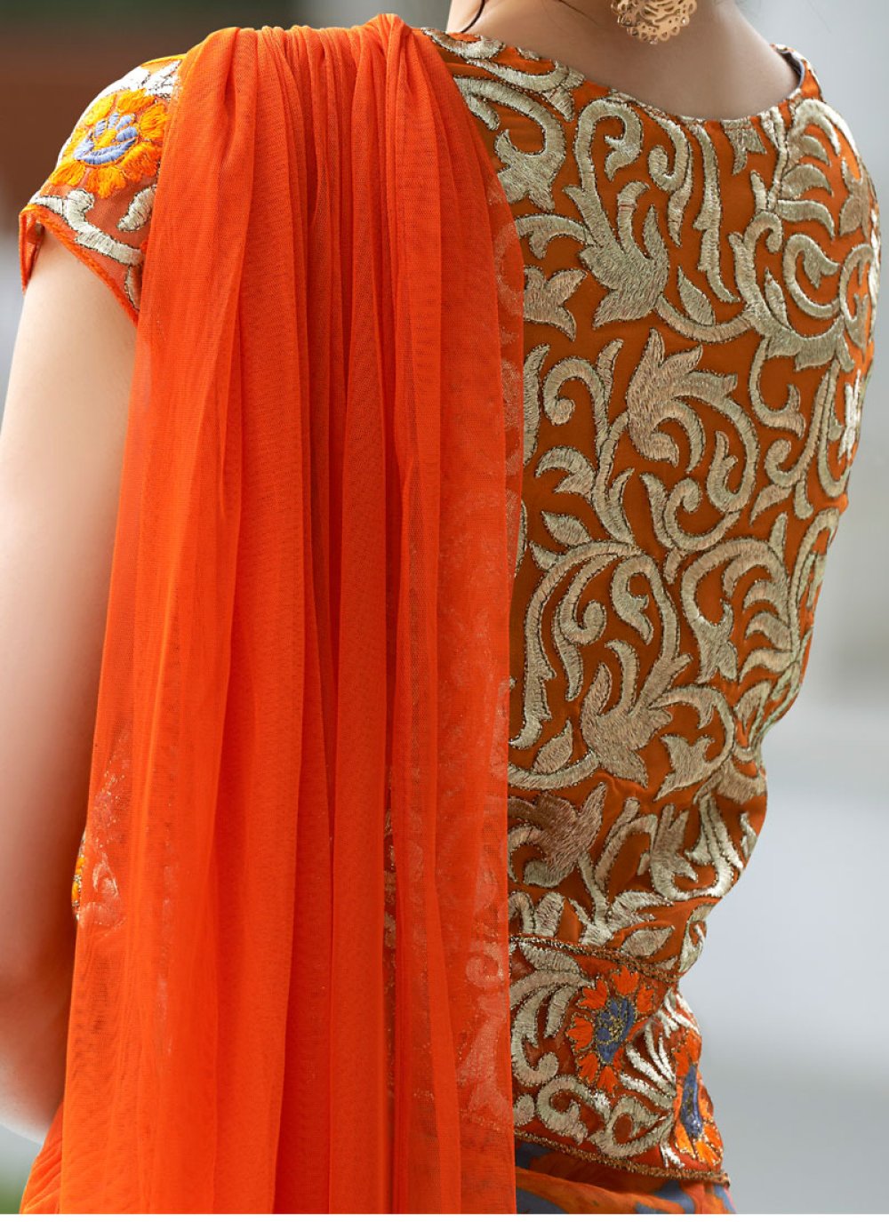 orange designer gown