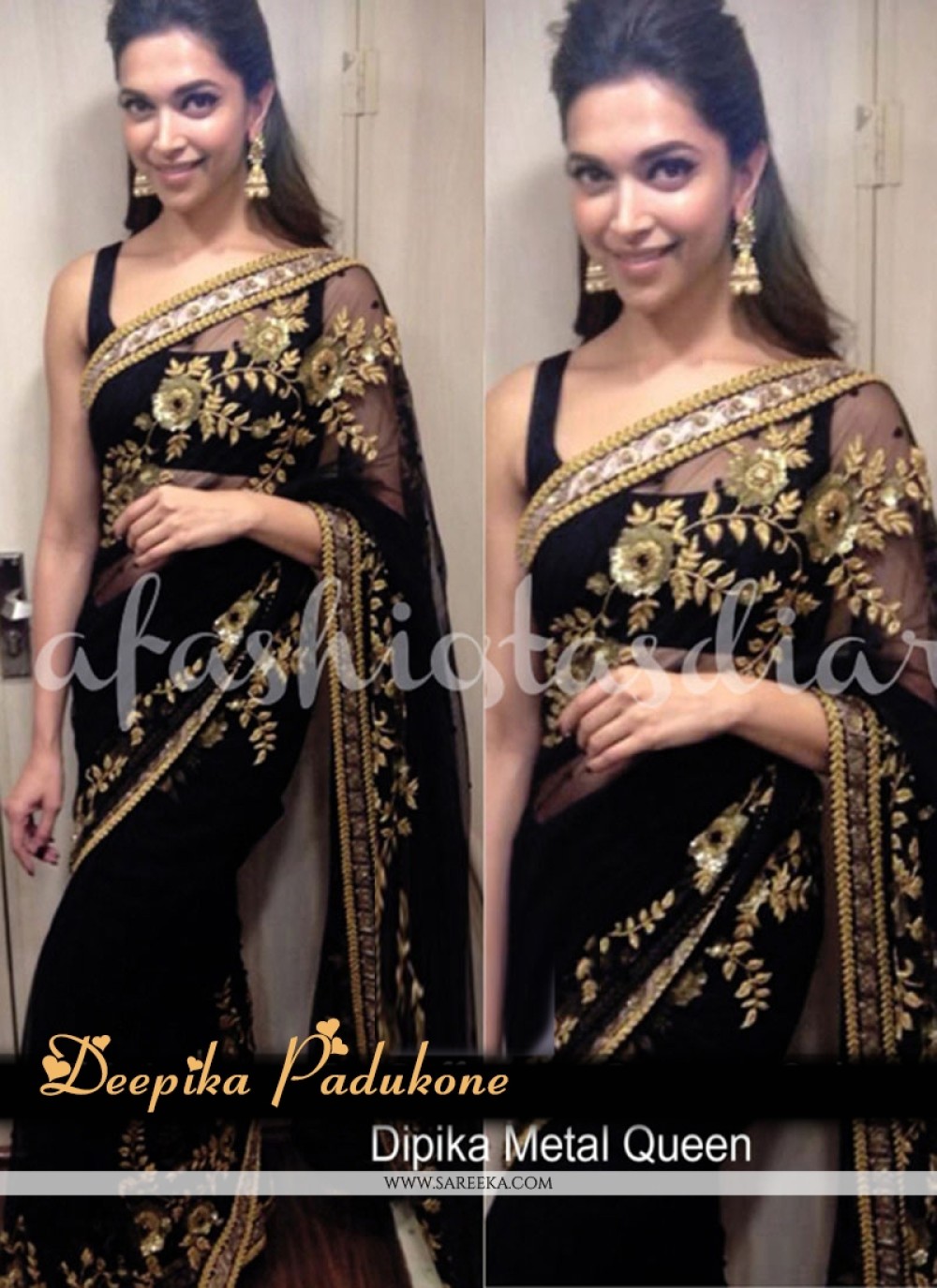 Deepika Padukone Black Bollywood Saree