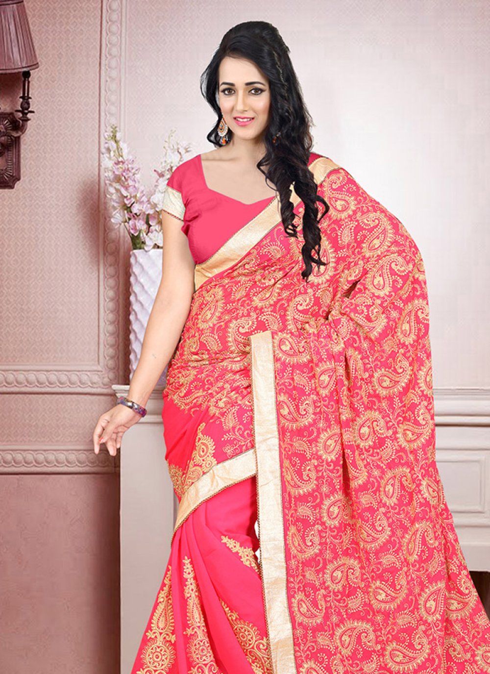 Pink Designer Saree