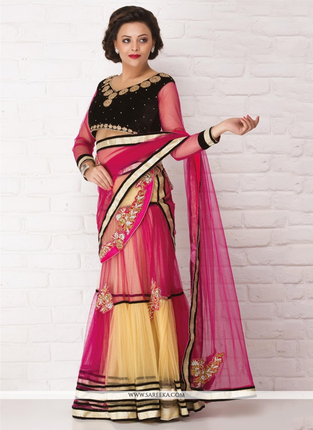 Hot Pink Hand Embroidered Lehenga Set Design by Quench A Thirst at Pernia's  Pop Up Shop 2024