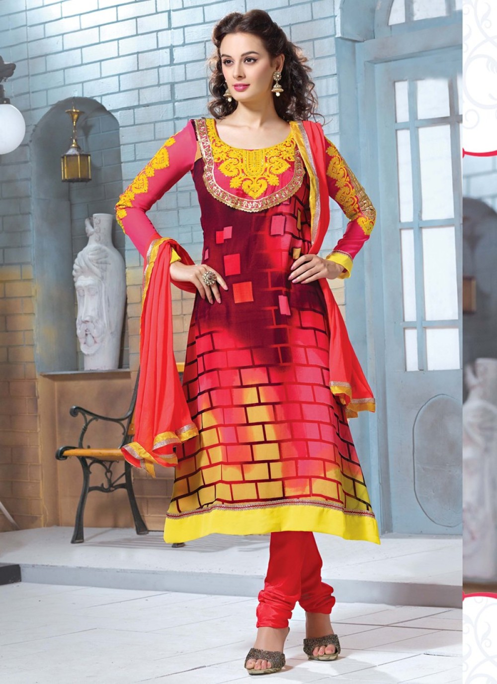 Multicolor Churidar Salwar Suit