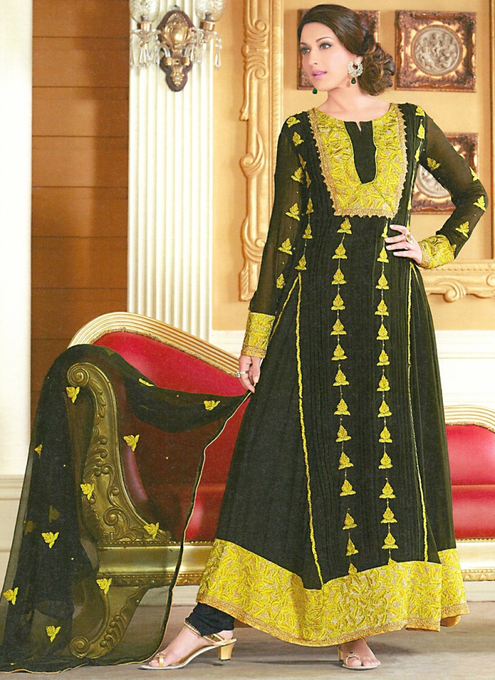 Black and store yellow salwar suit