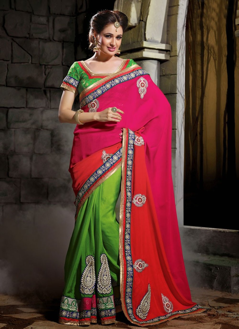 Padmaja - Red and Bottle Green Cotton Halfsaree – Ivalinmabia