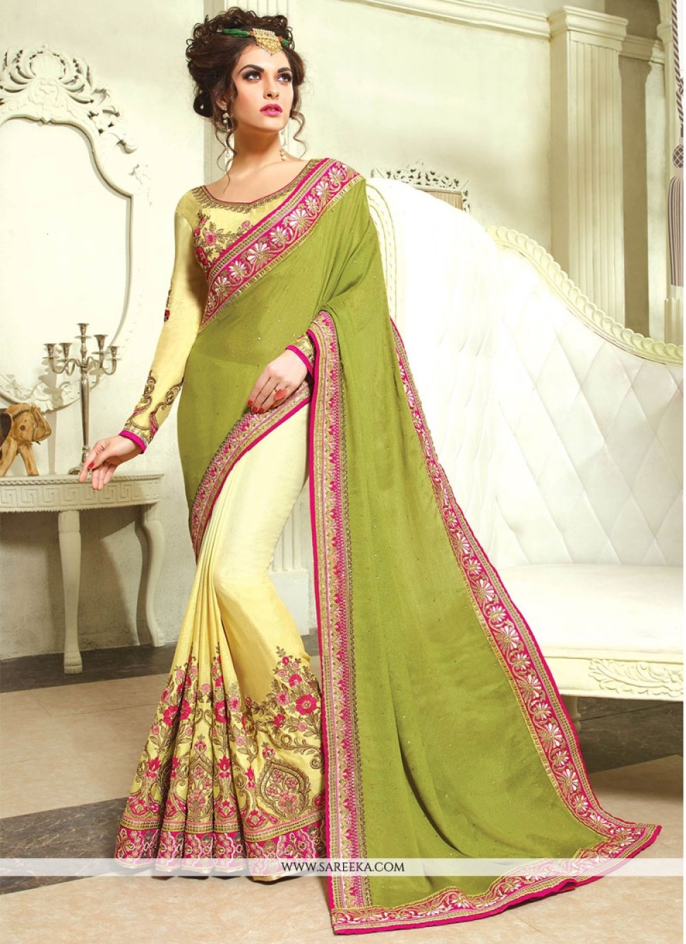 Green Designer Saree