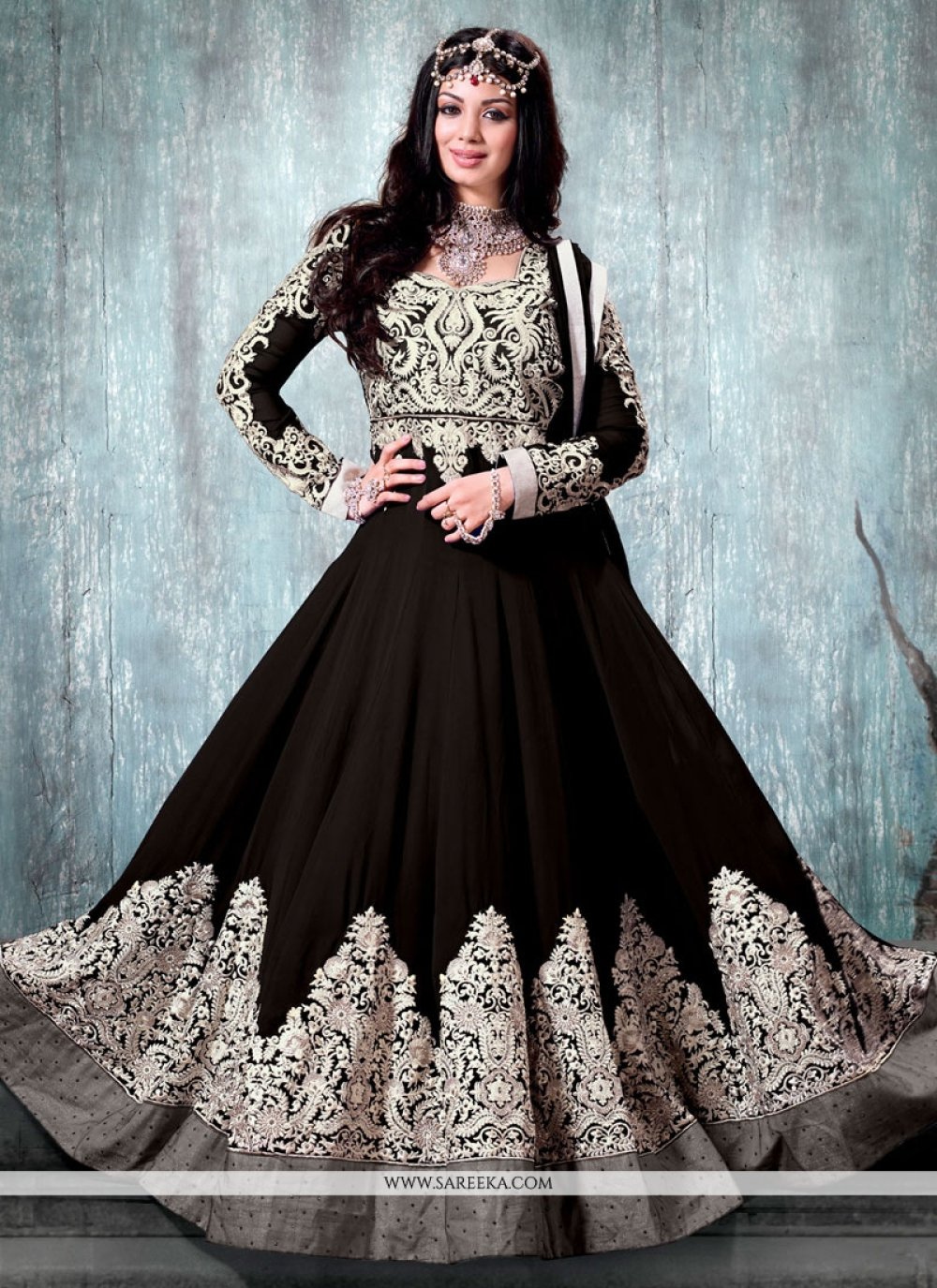 Black Resham Work Anarkali Salwar Suit