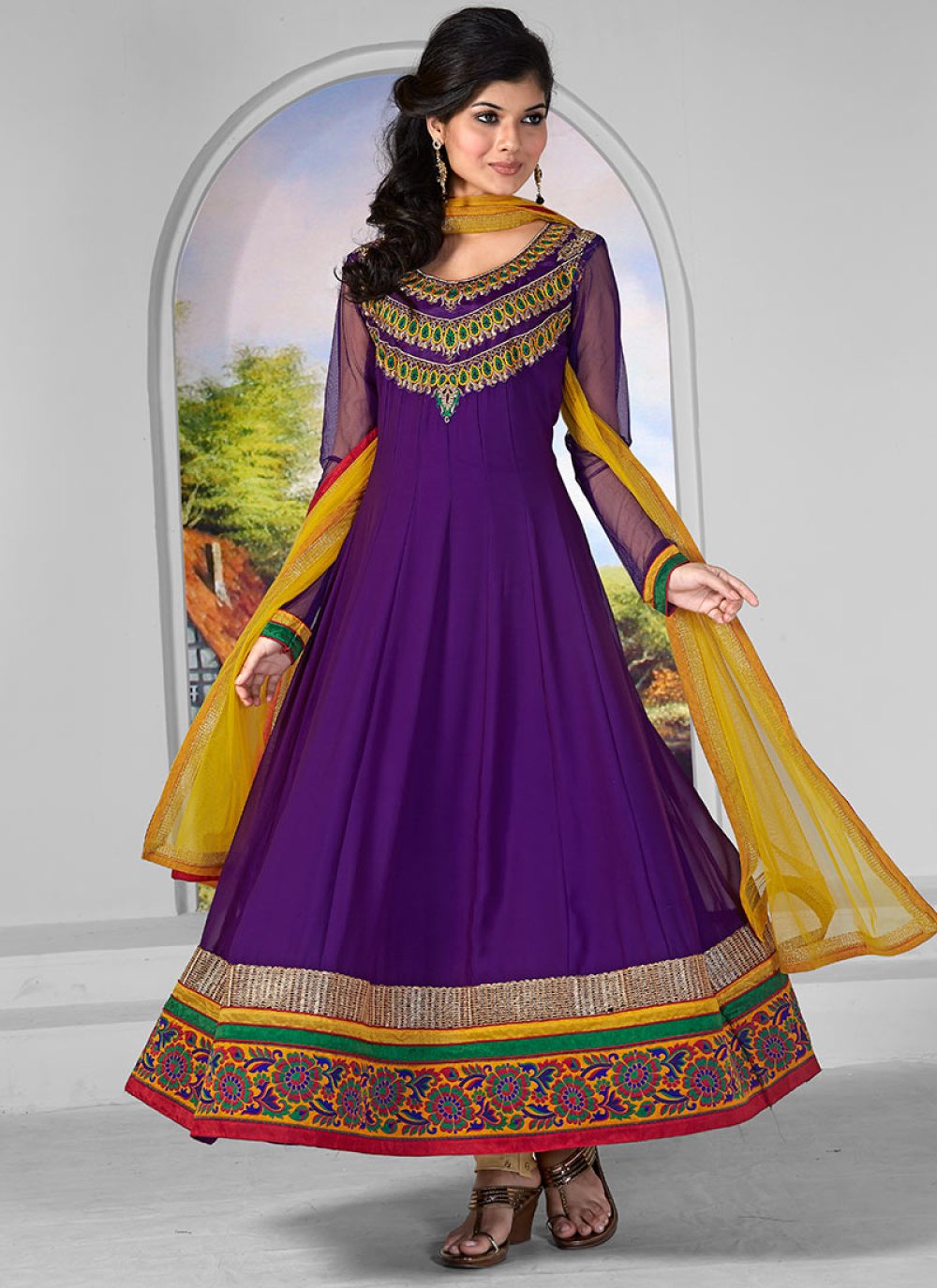 Exclusively Patch Border Work Purple Anarkali Suit