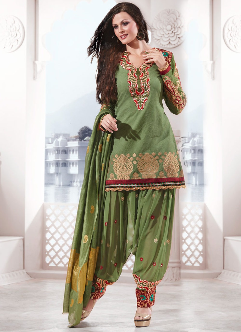 Green Silk Cotton Salwar Suit