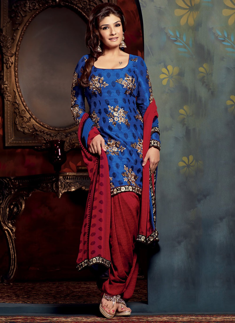 Blue Bhagalpuri Silk Salwar Suit