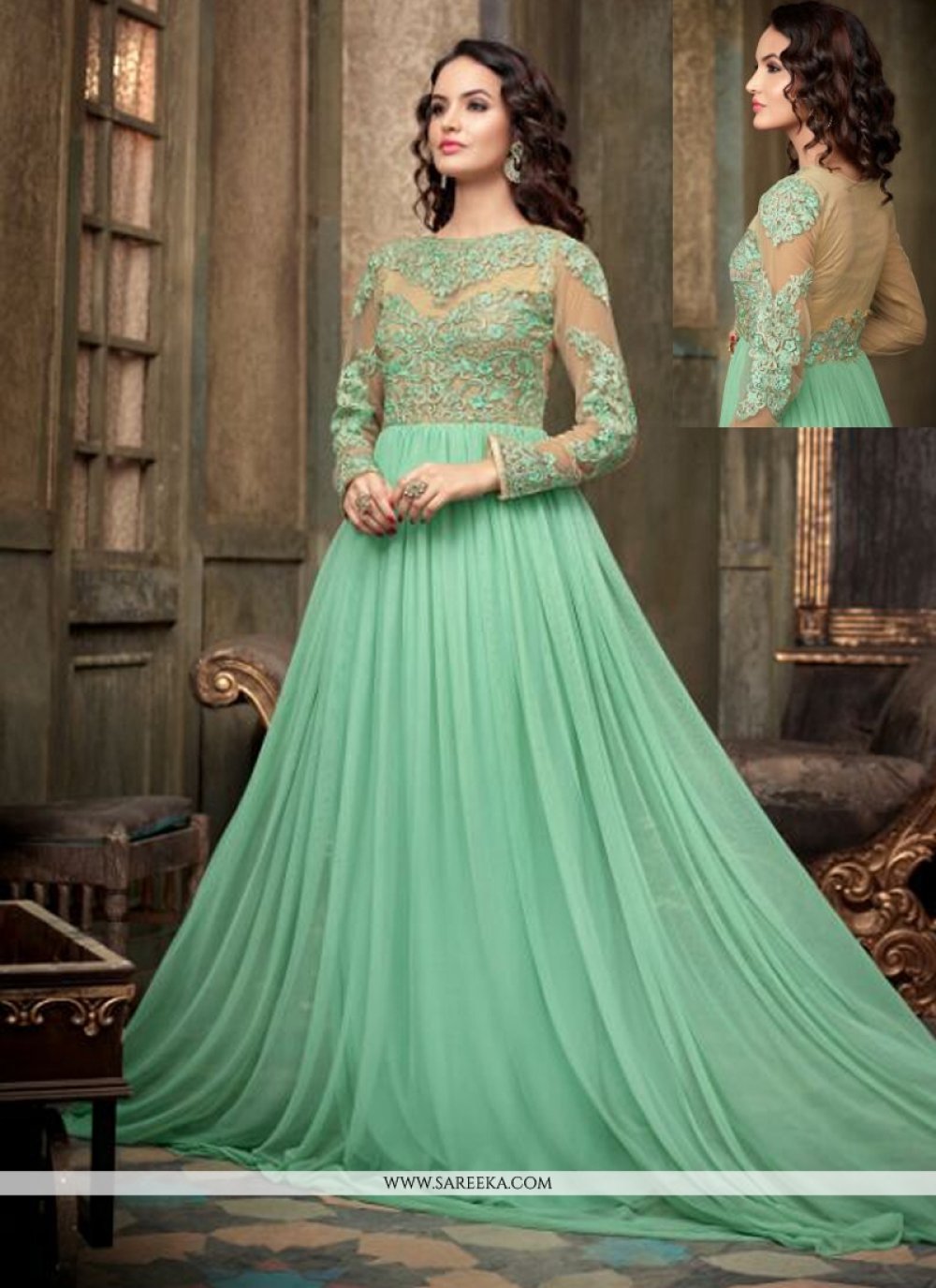 sea green anarkali suit