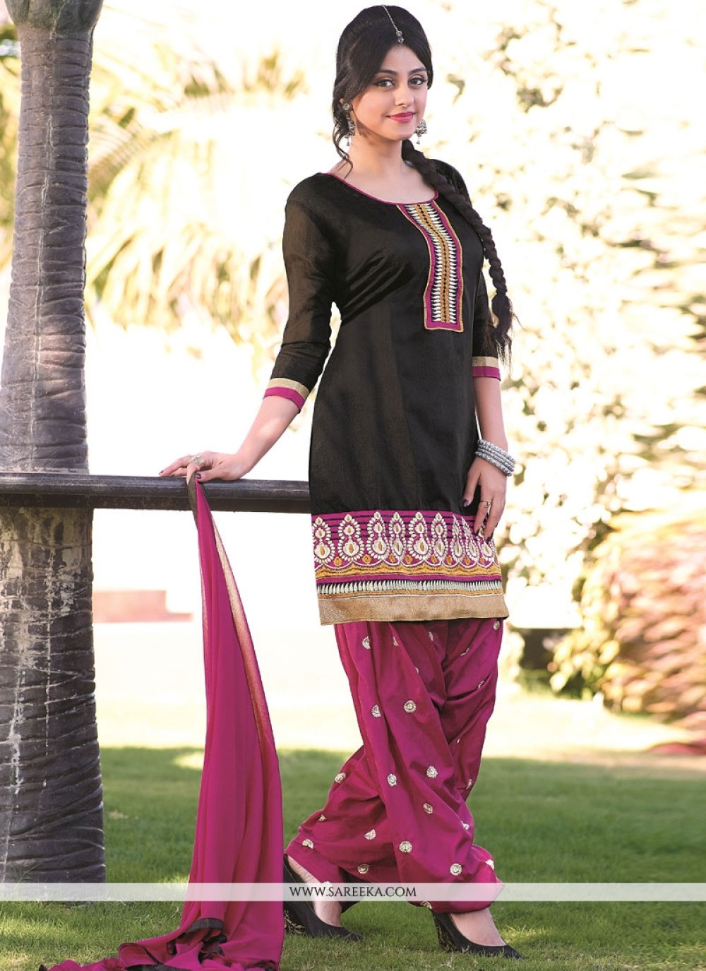 Fabulose Black Banarasi Jacquard Punjabi Suit