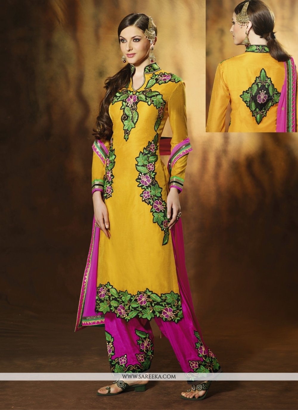 Fabulose Yellow Art Silk Salwar Suit