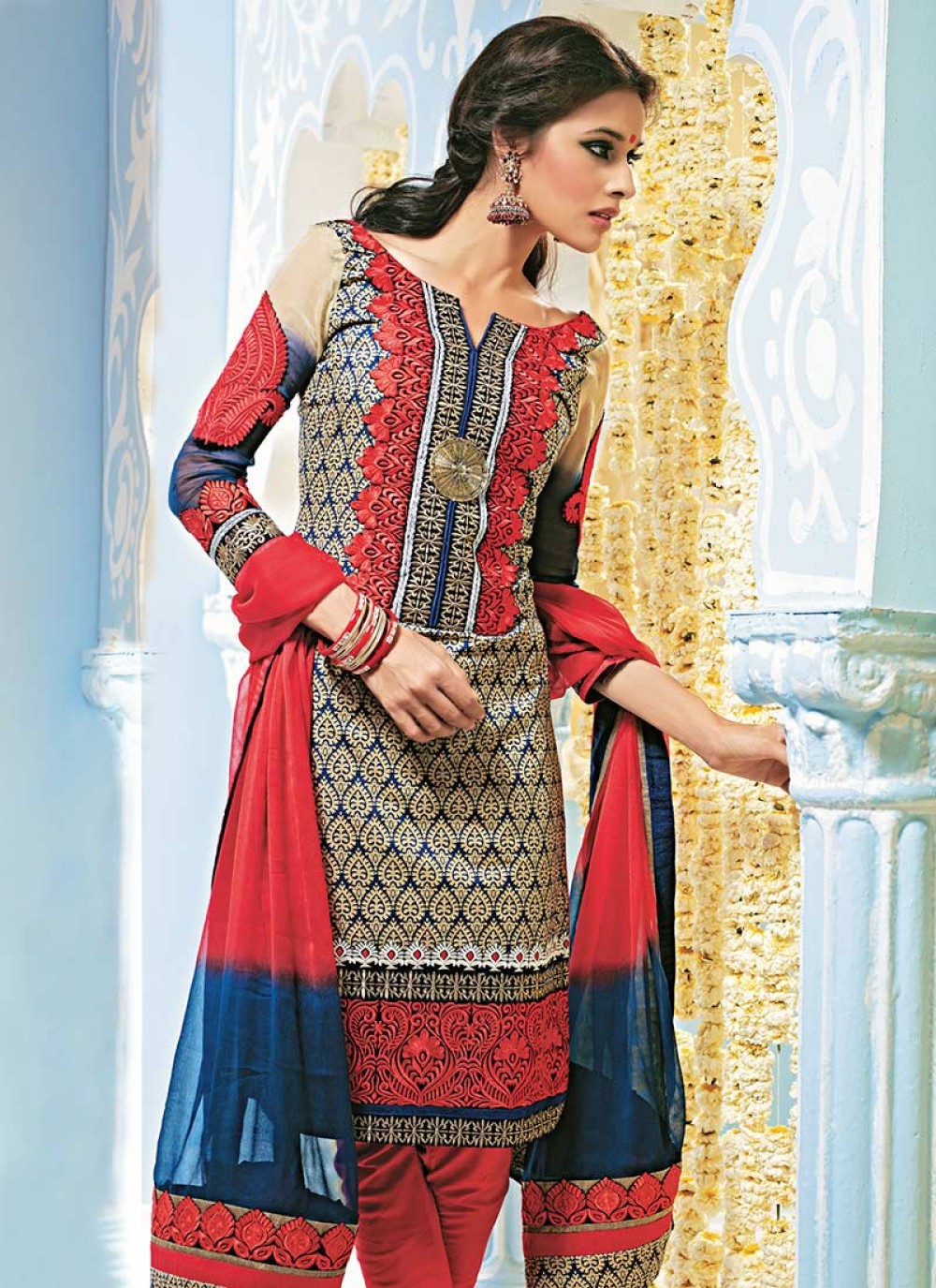 embroidery churidar materials